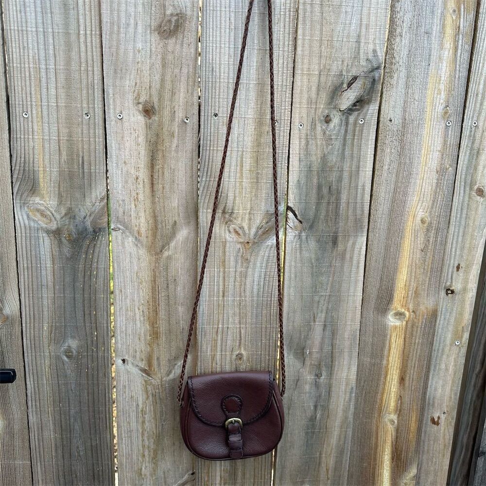 Amano Vintage Brown Leather Crossbody Saddle Bag Women's Small